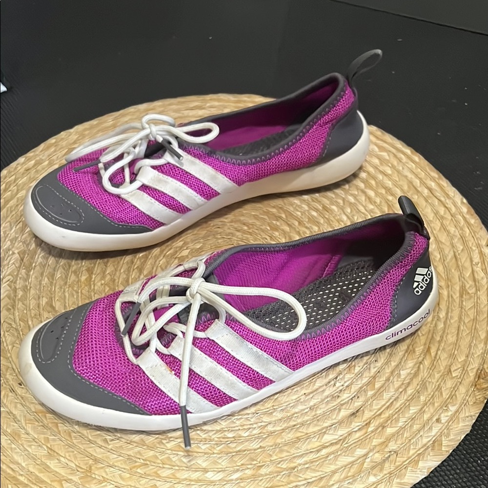 Adidas Pink and Gray Climacool Athletic Shoes with Breathable Design